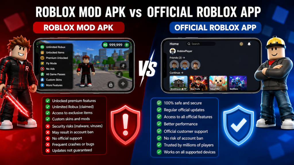 Roblox Mod APK vs Official Roblox App