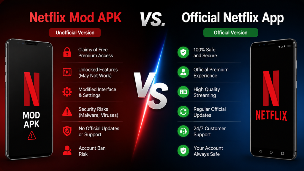 Netflix Mod APK vs. Official Netflix App
