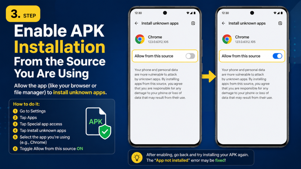 3. Enable APK Installation From the Source You Are Using