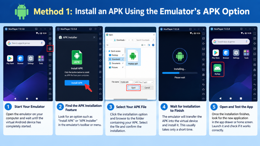 Method 1: Install an APK Using the Emulator's APK Option