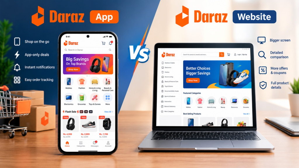 Daraz App vs. Daraz Website