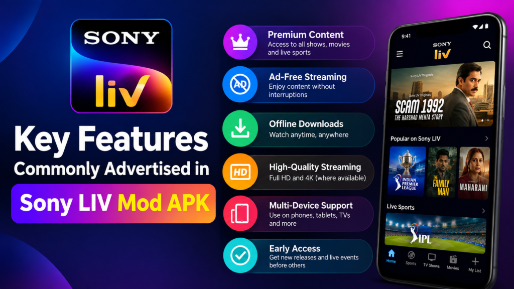 Key Features Commonly Advertised in Sony LIV Mod APK
